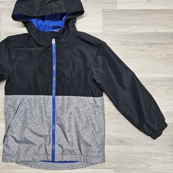 Wonder Nation Boys Jacket Black Gray Zip Up Medium Hooded - Picture 2 of 9